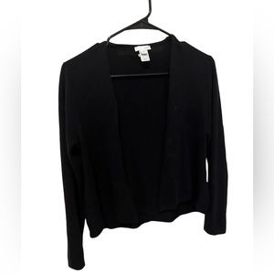 J. JILL Open Front Shrug Knit Cardigan Cotton/Rayon Black Size Small